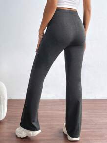 SHEIN Essnce 女士單色簡約日常休閒貼身褲 - 深灰色 - 查看 2