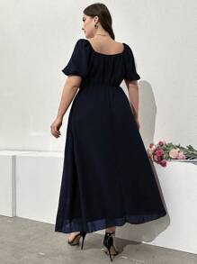 Modelyn 大码女式纯色简约日常短袖时尚连衣裙长款女式长款晚礼服