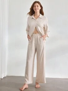 Ocili Leisure Ladies' Solid Color Simple Daily Casual Home Wear Bottoms - Khaki - View 6