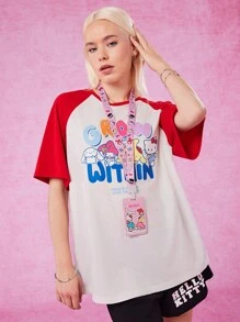 HELLO KITTY AND FRIENDS | SHEIN Cartoon & Letter Print Pink ID Card Holder - Pink - View 7