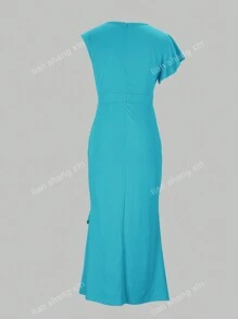 Abito da moda semplice ed elegante da donna, di colore solido, adatto all'uso quotidiano