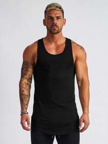 Manfinity Sport PWRUP Paquete de tops deportivos tipo novio de tirantes anchos lisos para hombre - Negro - Ver 3