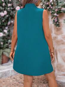 Calvaya Plus Size Solid Color Mid-Length Vest, Summer Graduation,Back To School,Teacher Outfits For Women - Teal Blue - View 2