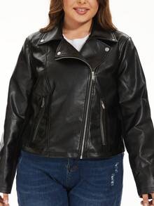 Jaqueta diária simples de cor sólida para mulheres de Plus Size