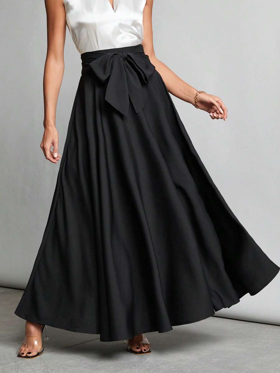 SHEIN Tall Czarna spódnica z wysokim stanem, zapinana na zamek, odpowiednia na imprezy