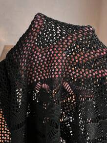Chiquease Cardigan semplice intagliato per tutti i giorni in tinta unita da donna - nero - Visualizzare 7