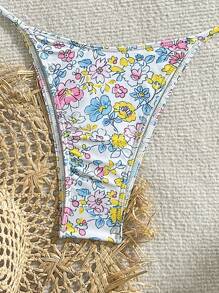 SHEIN Swim Printed Bikini Set (Print Randomly), Women For Summer Beach Vacation - Blue and White - View 7