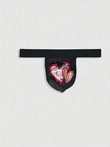 Men's Digital Printed Thong With Heart Pattern Sexy Underwear
