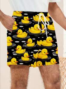 Manfinity Chillmode Celana Pendek Pria Kolor Kantong Hewan Kartun All Over Print Casual - MultiWarna - View 3