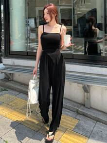DAZY 女士簡約純色日常穿著背心上衣，2件/套 - 黑色 - 查看 10