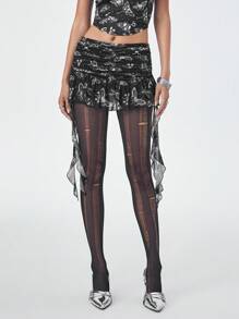 Babi Brunelio Minifalda casual de malla con estampado para mujer, estilo artista, para vacaciones, fiestas, primavera y verano, festivales, vestimenta occidental