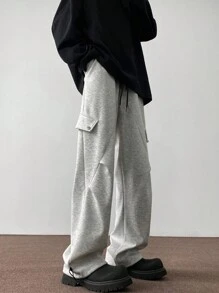 Manfinity EMRG Pantalones cortos para hombre de trabajo casuales de un solo color con cordón