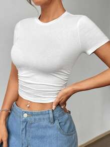 SHEIN EZwear Women T-Shirts - Putih - View 5
