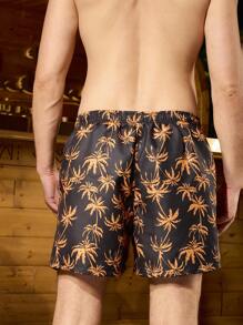 Surfspeed Men's Palm Tree Printed Drawstring Waist Loose Fit Beach Shorts, Vacation Style - Multicolor - View 2