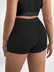 Leisure Plus Stretchy & Comfy Rib Cycling Sleep Short - Black - Black - View 2