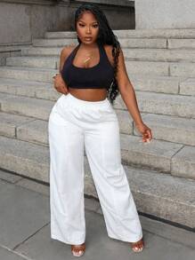 Slaydiva Casual Street Style White Straight Cargo Pants - White - View 2