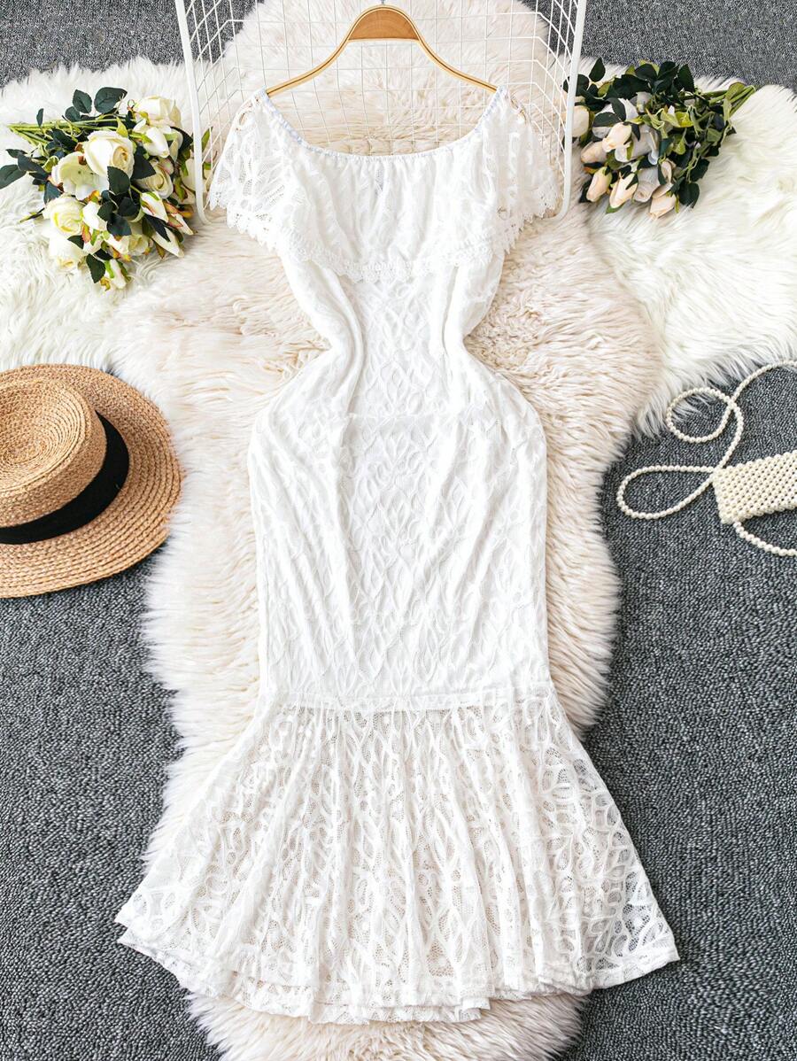 SHEIN Unity Plus Size Women's Fashion Solid Color Strapless A-Line Dress