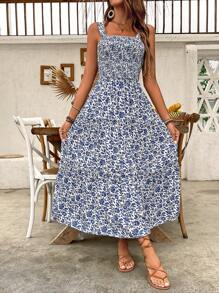 Breezaya Women's Summer Spaghetti Strap Ditsy Floral Vacation Dress