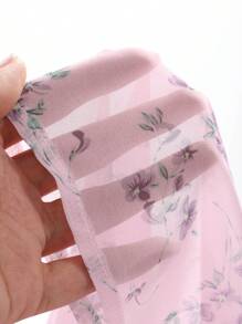 DAZY Ladies' Elegant Long Floral Printed V-Neck Ruched Puff Sleeve Summer Holiday Dress,Ruffle Vacation Outfits Women Easter - Pink - View 8