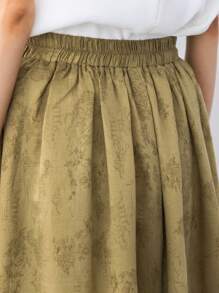 FRIFUL Women's Simple Solid Color Casual Skirt - Army Green - View 4