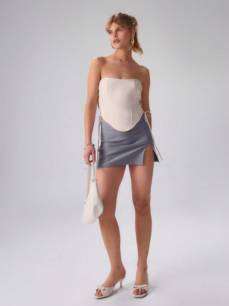 Old Money Tailored Low Rise Mini Split Summer Solid Skirt Elegant Sexy Party Vacation Holiday Festival