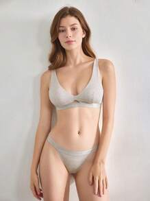 Ocili Áo lót nâng ngực gợi cảm dành cho nữ có miếng đệm có thể tháo rời, thiết kế khoét sâu và khoét sâu, không dây - Màu Xám nhạt - Xem 4