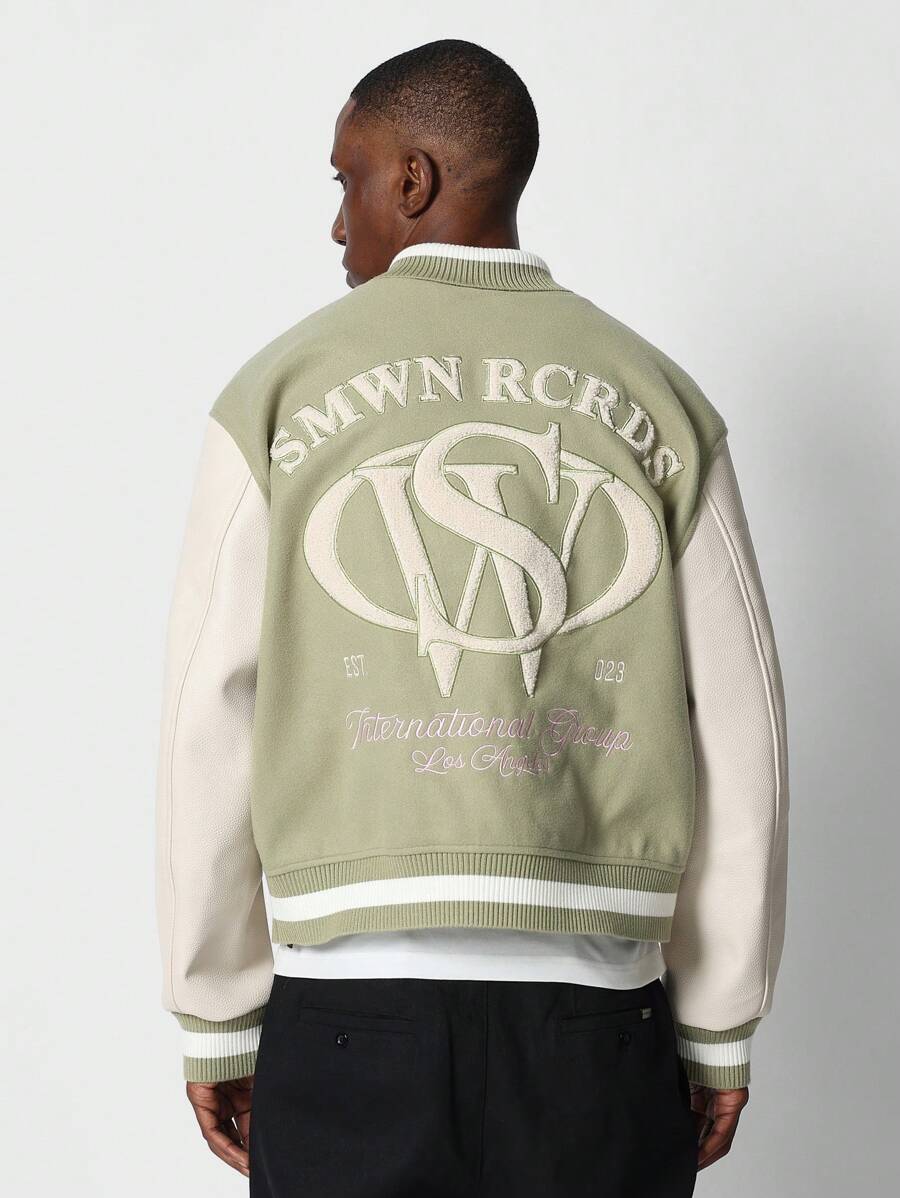 SUMWON Retro Varsity Letter Jacket International Group Los Angeles ...