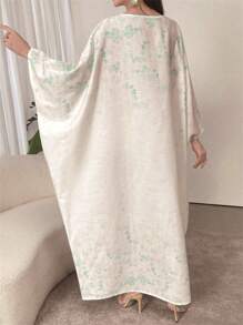 Yasmyna Elegant Floral Printed Batwing Sleeve Long Dress, Spring/Summer - Green - View 2