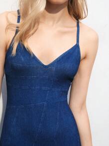 Maija Women's Solid Color Simple Daily Summer Cami Dress - Blue - View 5