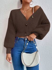 Chiquease Women's Loose Fit Short Cardigan With Drop Shoulder, Spring & Autumn,Long Sleeve Tops