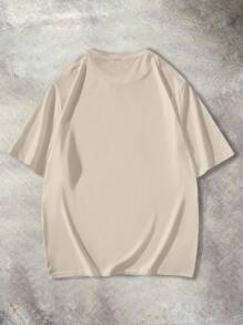 Manfinity Homme Men's Summer Casual T-Shirt With Slogan And Bear Print, Short-Sleeved - Khaki - View 3