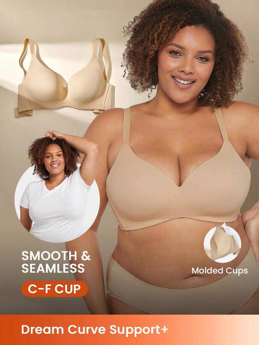 LUVLETTE Plus Wireless Comfortable Must-Haves Push Up T-Shirt Basic Bra