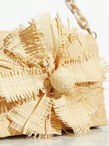 SHEIN SXY Women's Fashionable And Elegant Summer Vacation Straw Woven Flower Acrylic Chain Top Handle Bag