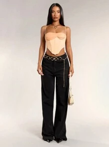 SHEIN BAE Women's Summer Fashion Fishbone Twist Splice Camisole - Apricot - View 5