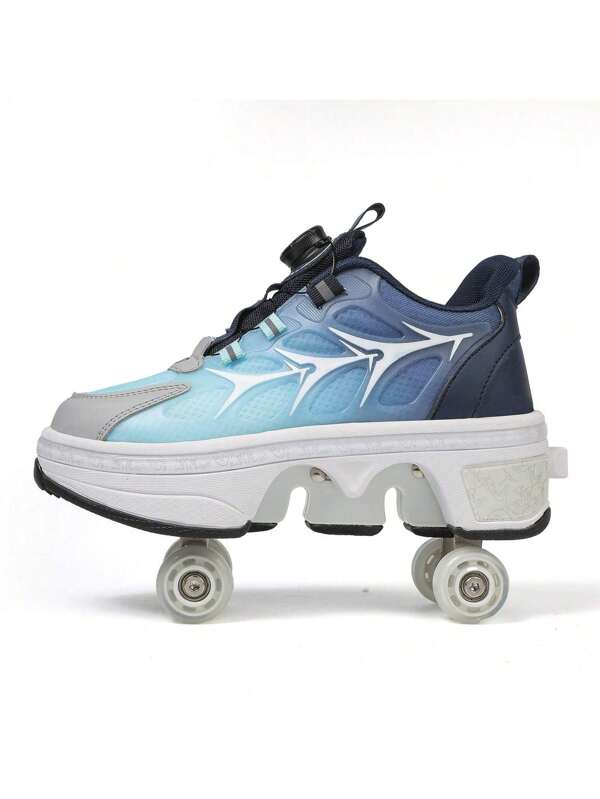Transformable 4-Wheel Heelys Roller Skate Shoes For Boys & Girls, Retractable Wheels Sneakers For Teens & Youth