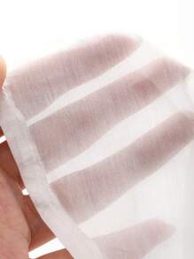 FRIFUL Ladies' Semi-Transparent Plain Simple Daily Shirt Sheer - White - View 3