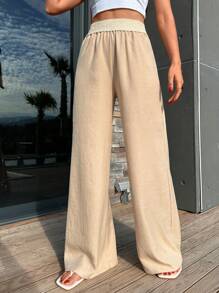 Women Casual Pant With Belt Detailed - Beige - View 3