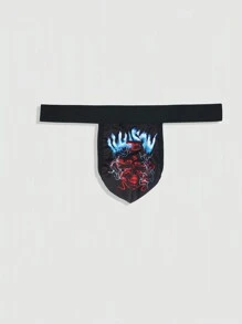 Ropa interior masculina sexy con estampado de calavera y letras