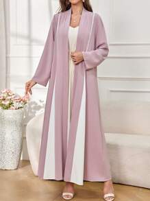 Al Najma 女士休闲阿拉伯斗篷长袖日常穿着，旅行朴素阿拉伯长袍 - 粉色 - 查看 1