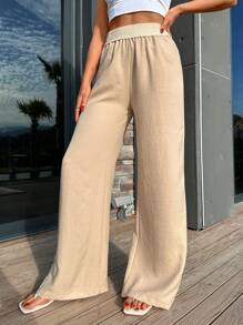 Women Casual Pant With Belt Detailed - Beige - View 6