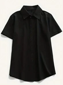 INAWLY Chemise à manches courtes simple de couleur unie quotidienne pour femmes, hauts à manches courtes