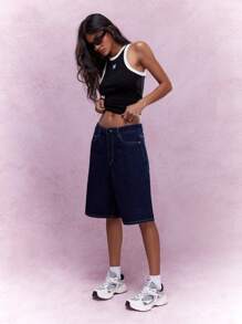 MISSGUIDED Haftowany, żebrowany, kontrastowy top z logo - Czarne i Białe - Zobacz 4