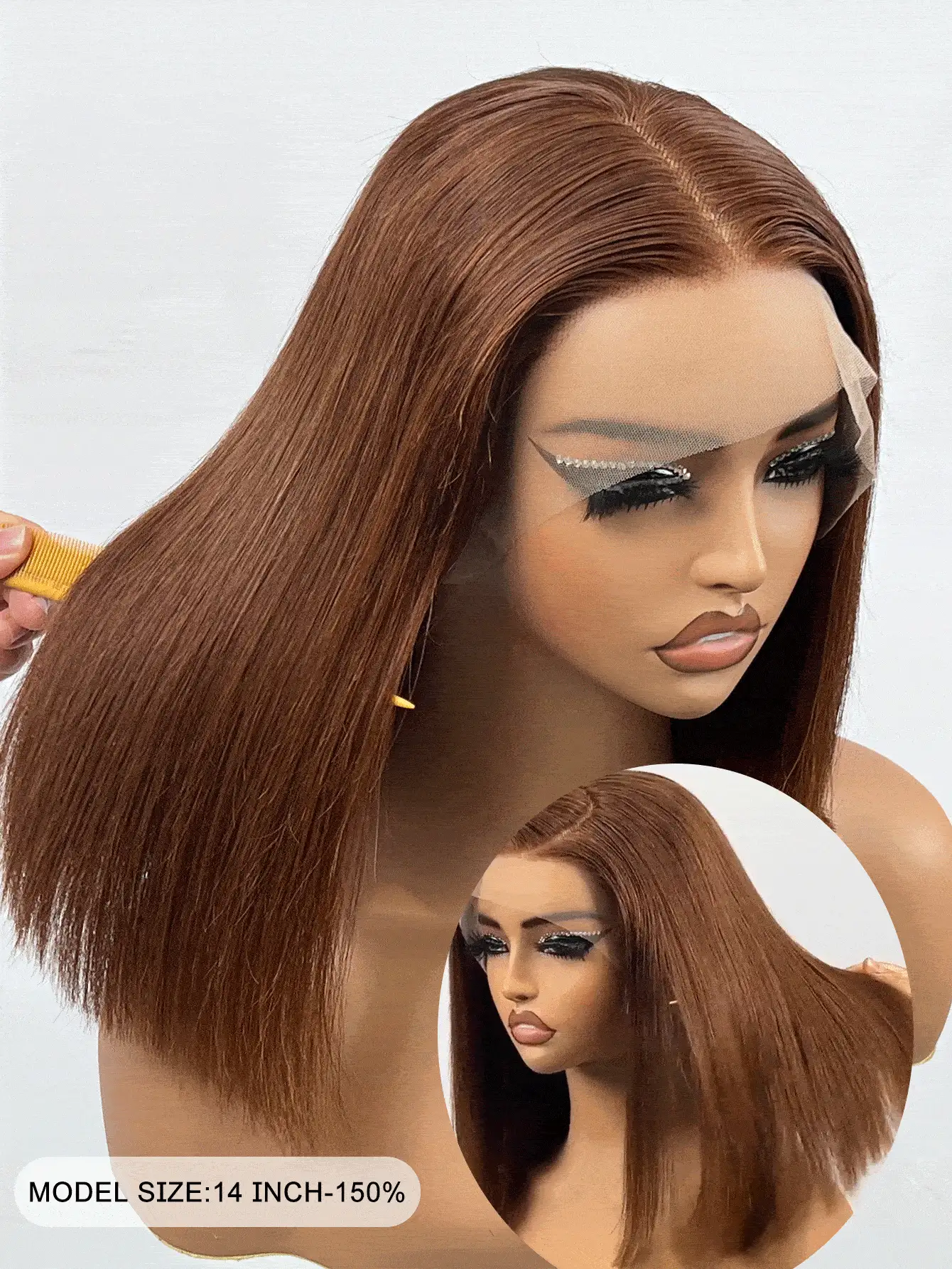 Chocolate Brown BOB Straight Wig 13x4 Transparent Lace Front Wig Human Hair Wigs 8-14 Inch Bob Wigs Remy Brazilian Virgin 4# Brown Colored Wigs For Women 150% Density