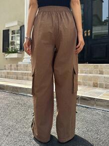 FRIFUL Women's Solid Color Simple Daily Long Pants