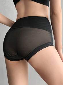 DAZY Faja reductora de control ligero para cintura y abdomen con malla con ribete de encaje transparente