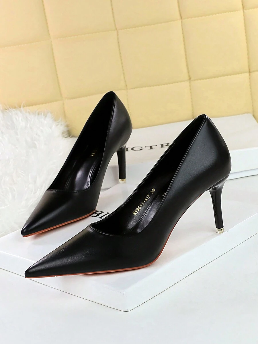 Fall/Winter 9283-A5 European And American Style Patent Leather High Heels For Women, Pointed Toe, Thin Heel, All-Match And Versatile Office Shoes, Elegant, Party