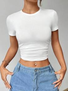 SHEIN EZwear Women T-Shirts - Putih - View 6