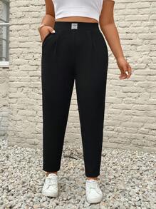 SHEIN Essnce Damen Große Größen Bleistifthose mit Patchentaschen, Lässig und modisch, ideal für den Urlaub