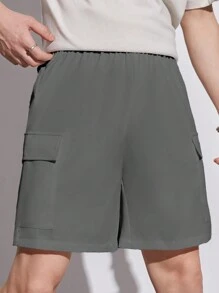 SHEIN Teenager Jungen Lässig College Pendler Tooling Stil weiß Cargo gewebte Shorts mit Taschen, Frühling/Sommer