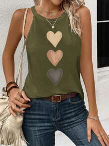 EMERY ROSE 女士休闲心形图案吊带背心，适合夏季